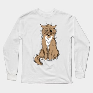 Winking Cat Cartoon Long Sleeve T-Shirt